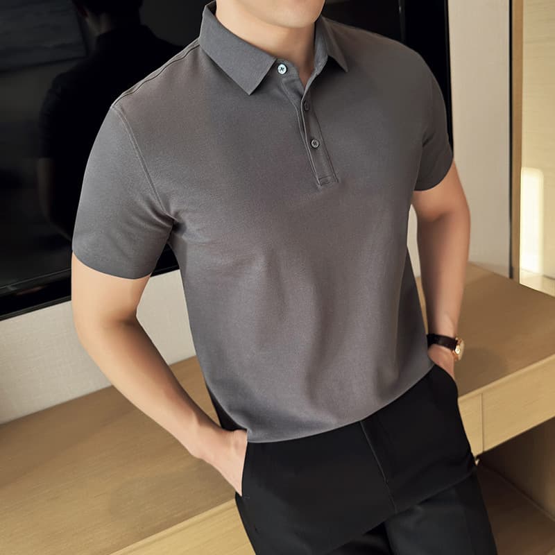 Summer cool Polo shirt men's solid color lapel business casual short-sleeved T-shirt men's shirt collar half-sleeved Solona 10