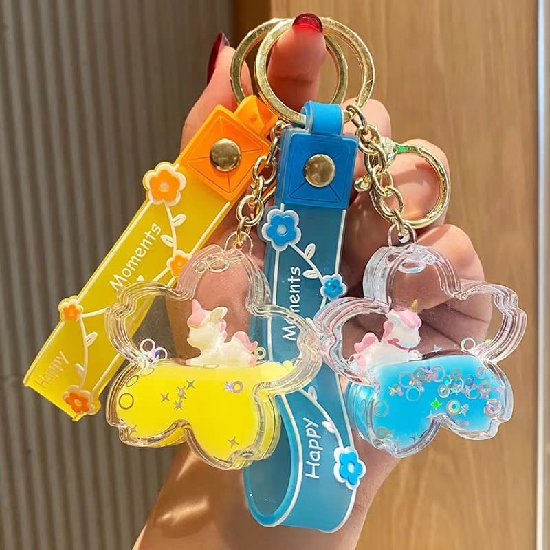 Internet celebrity floating unicorn doll doll key chain pendant girl heart couple bag car trend key chain 3