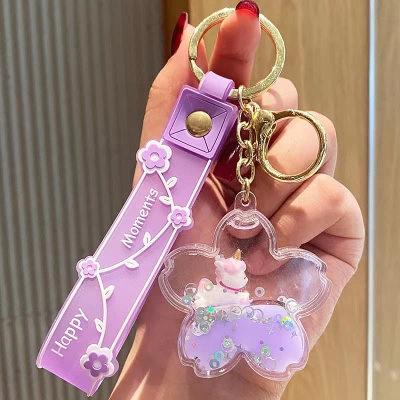 Internet celebrity floating unicorn doll doll key chain pendant girl heart couple bag car trend key chain 5