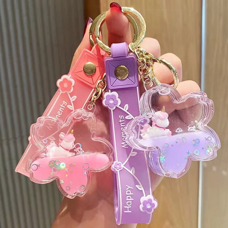 Internet celebrity floating unicorn doll doll key chain pendant girl heart couple bag car trend key chain 1