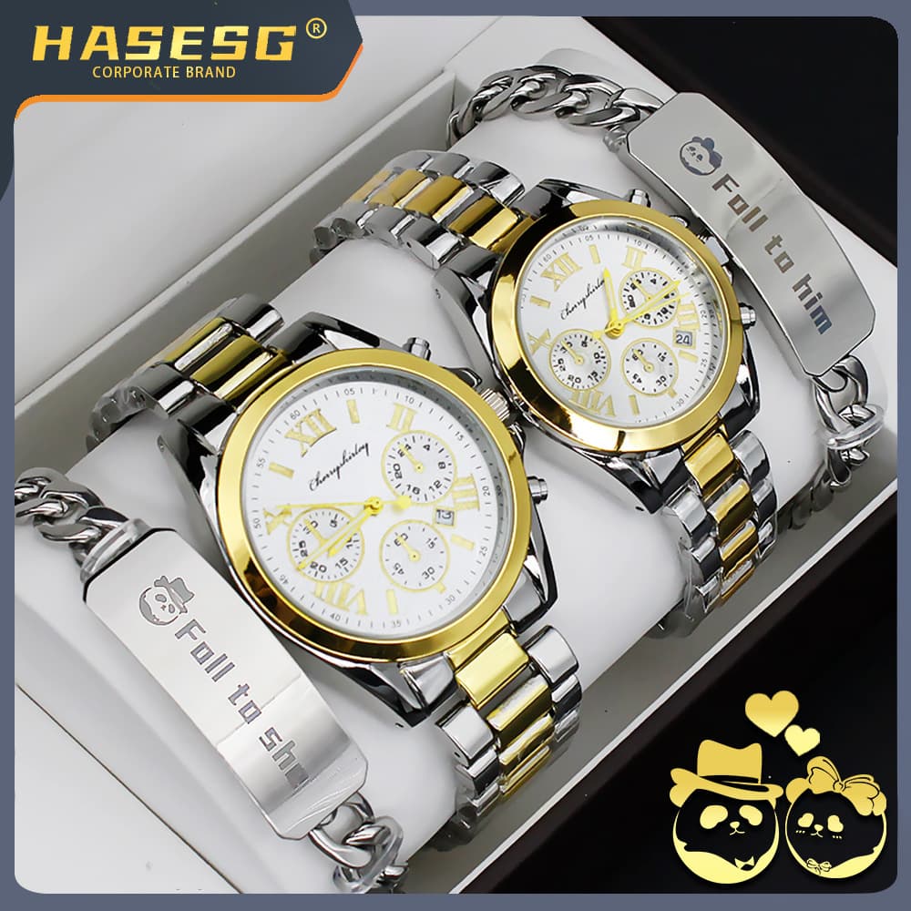 Watches for couples, one man and one woman, stainless steel bracelets, gifts, quartz watch sets, men's and women's watches wholesale 2