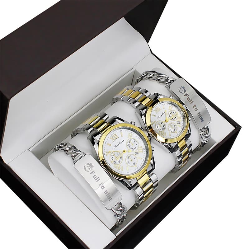 Watches for couples, one man and one woman, stainless steel bracelets, gifts, quartz watch sets, men's and women's watches wholesale 6