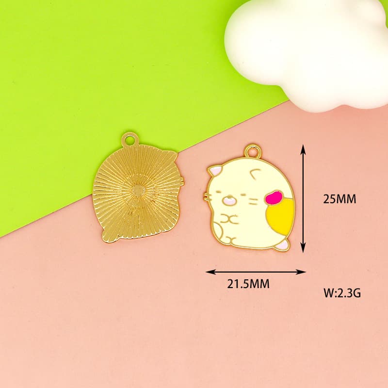 Cute animal avatar DIY jewelry accessories bear and rabbit alloy dripping oil necklace pendant bag decoration handmade 7