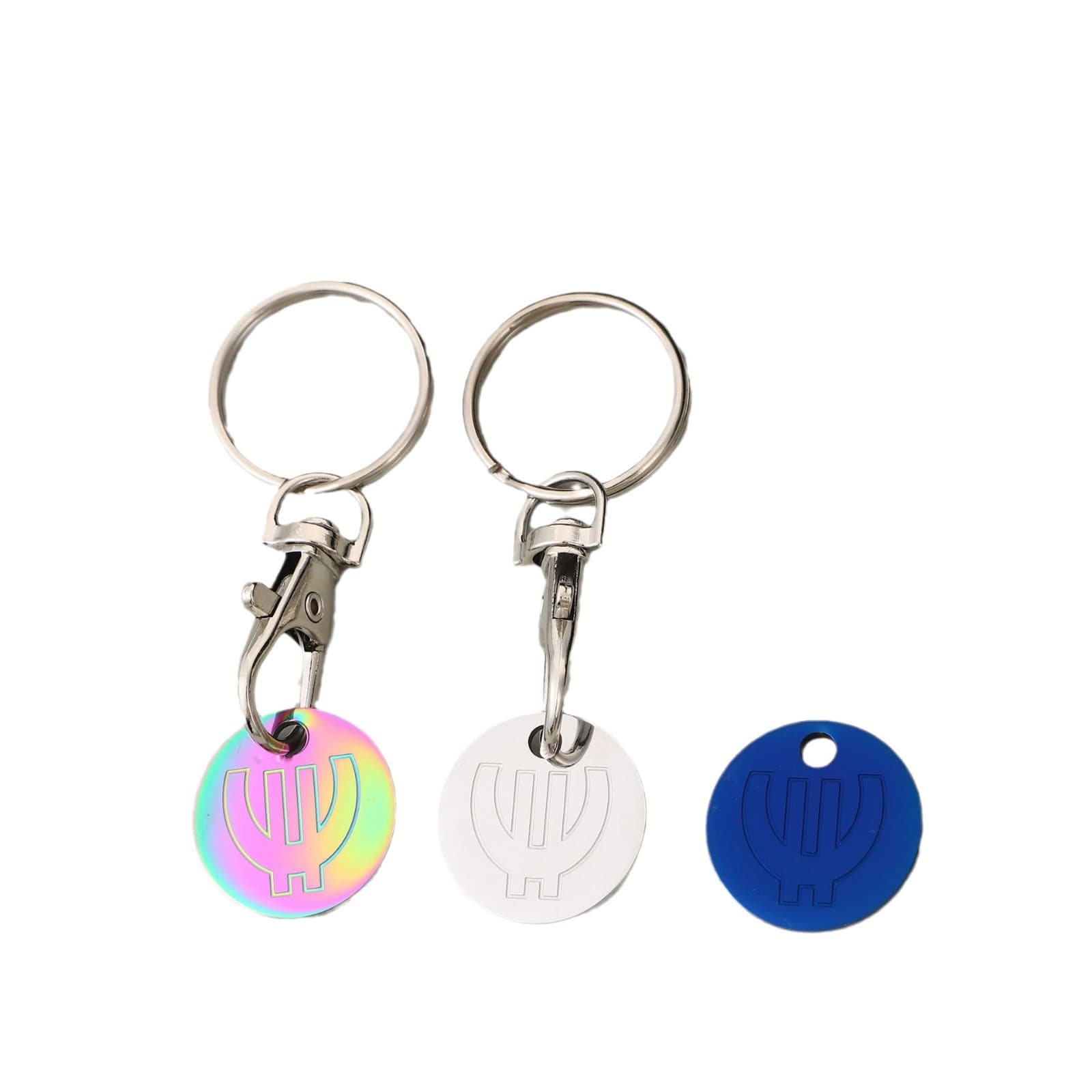 European and American cross-border foreign trade 12-sided stainless steel keychain supermarket push cart logo coin metal accessories 6