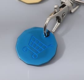 European and American cross-border foreign trade 12-sided stainless steel keychain supermarket push cart logo coin metal accessories 9