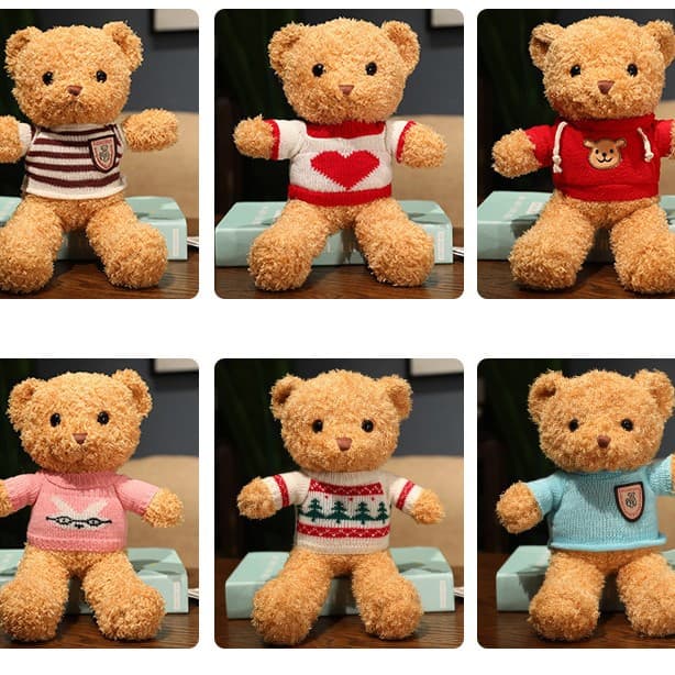 Teddy Bear Sweater Bear Doll Plush Toy Floor Push Ring Valentine's Day Gift Printed Logo Wholesale 2