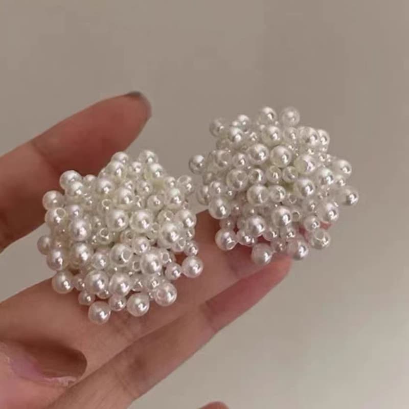French Baroque Fireworks Pearl Earrings 2024 New Temperament High-end Niche Design Light Luxury Simple Earrings 7