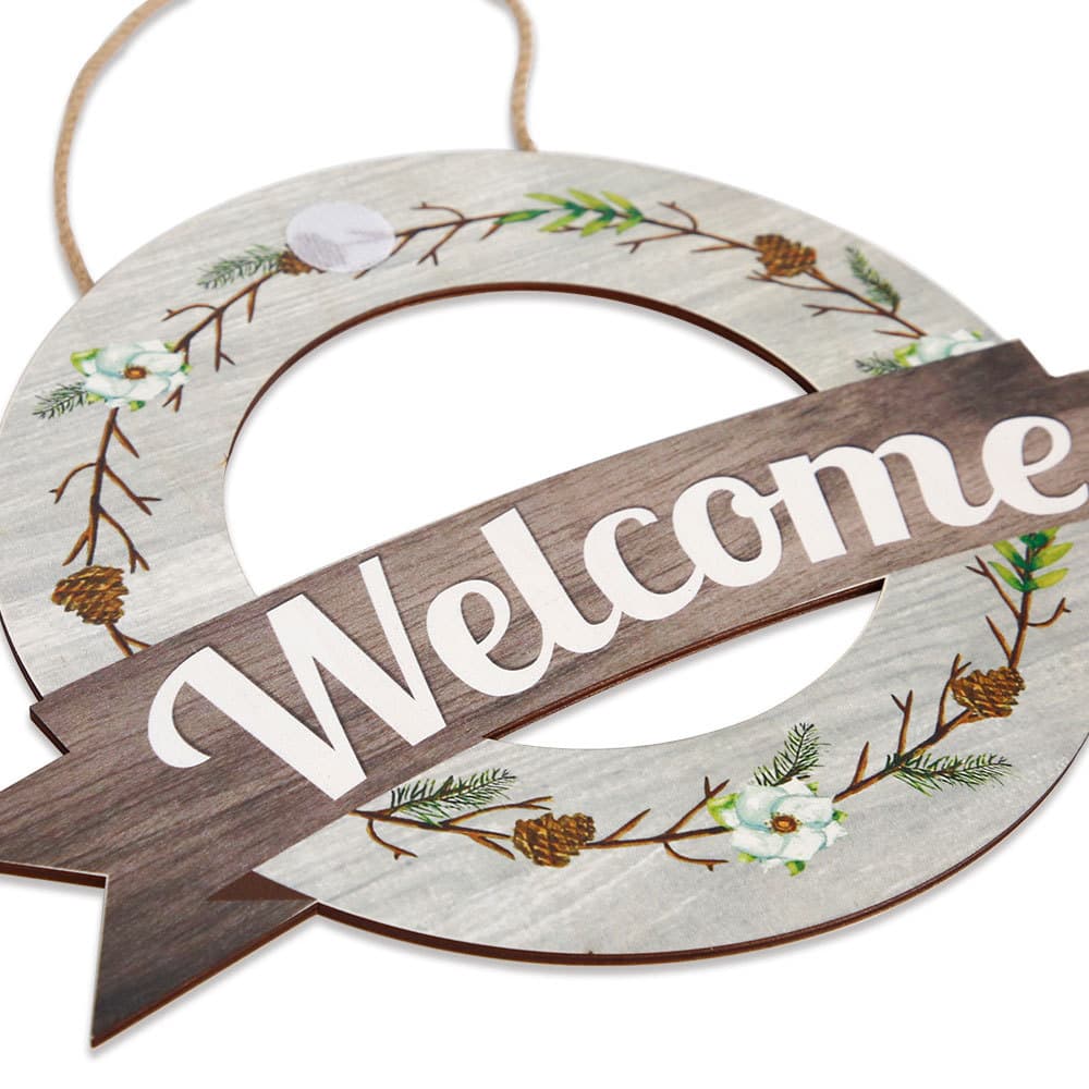 Christmas Party Seasonal Replaceable Welcome Wooden Sign Home Decoration Door Sign Multi-Festival Elements Wooden Hanging Sign 3