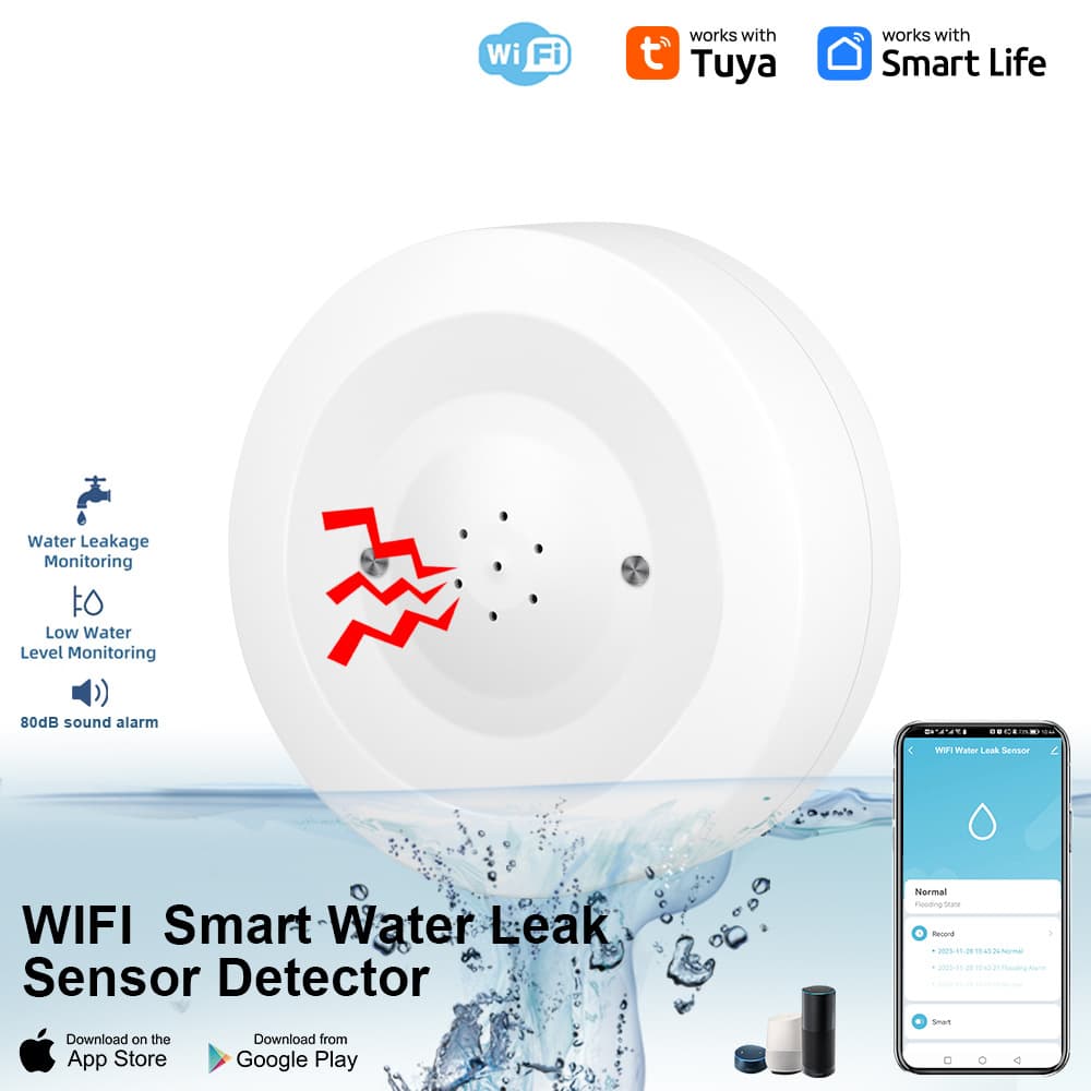 Tuya Flood Alarm Remote Smart Home WiFi Water Leak Sensor Detector WiFi Water Level Alarm 2