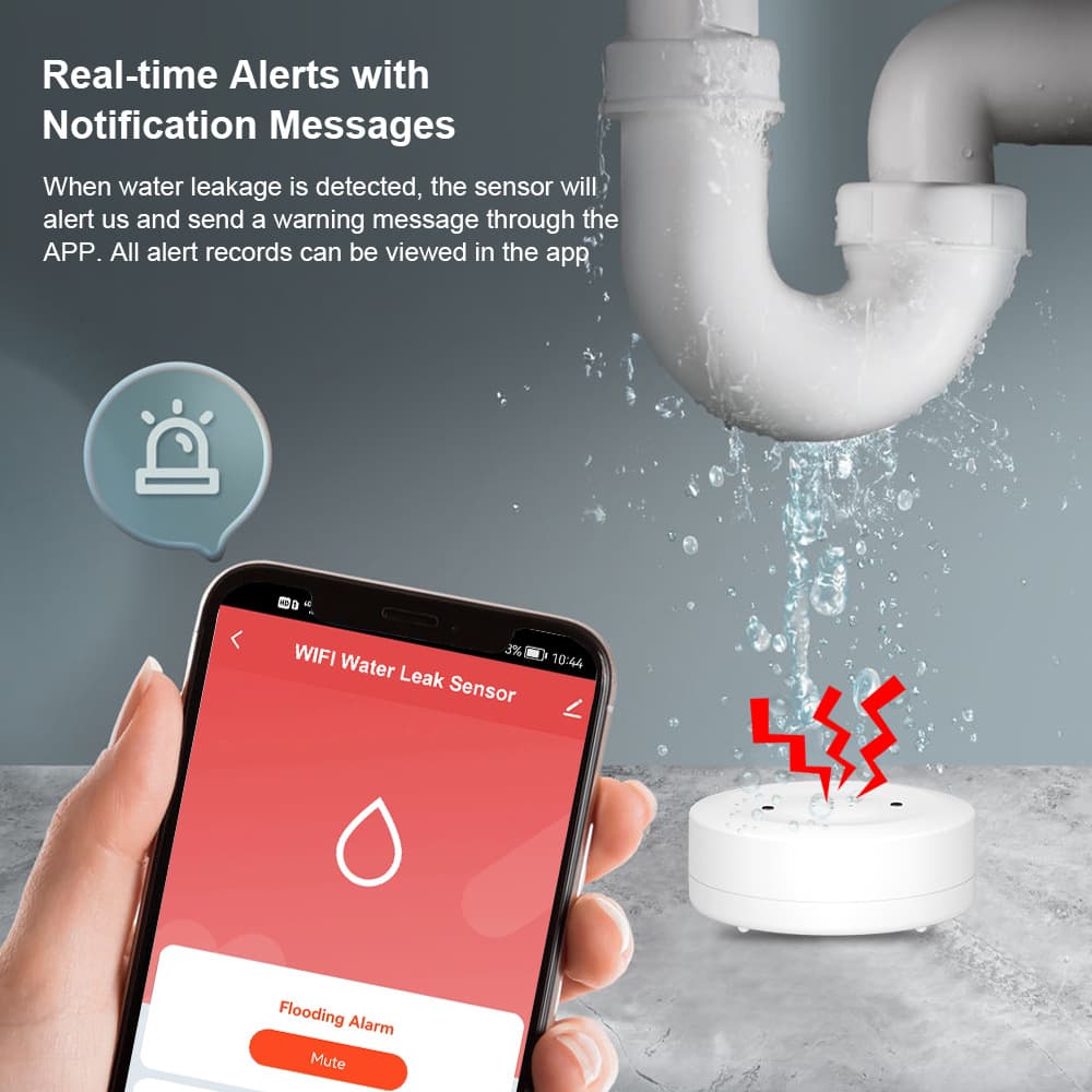Tuya Flood Alarm Remote Smart Home WiFi Water Leak Sensor Detector WiFi Water Level Alarm 5