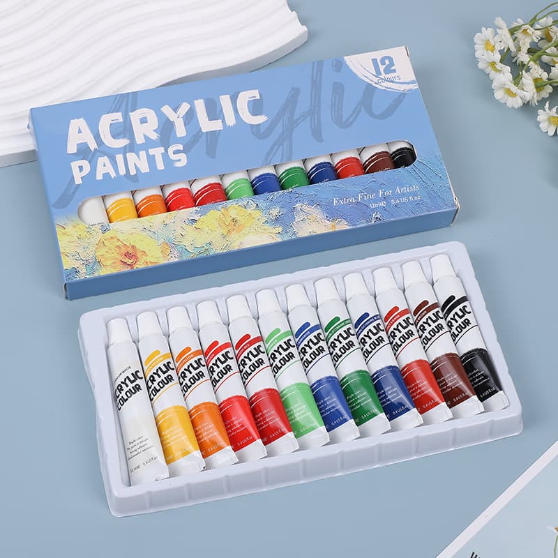 12-color acrylic paint set for beginners art students drawing painting graffiti art watercolor paint manufacturer wholesale 1
