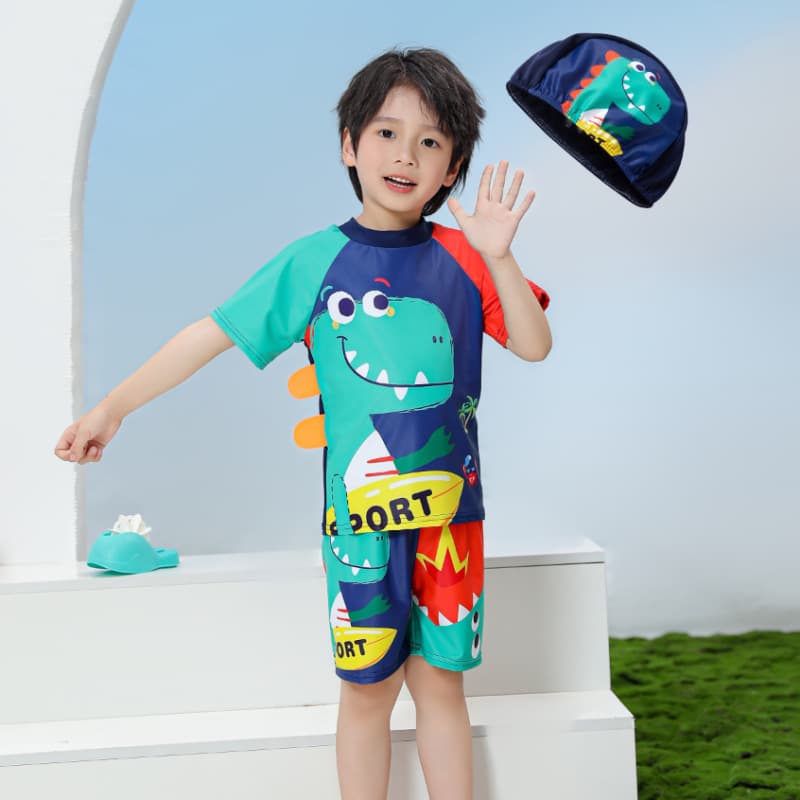 Children's split swimsuit, boy's short-sleeved sun protection swimming suit, baby wetsuit, surf suit, UPF sports style 8