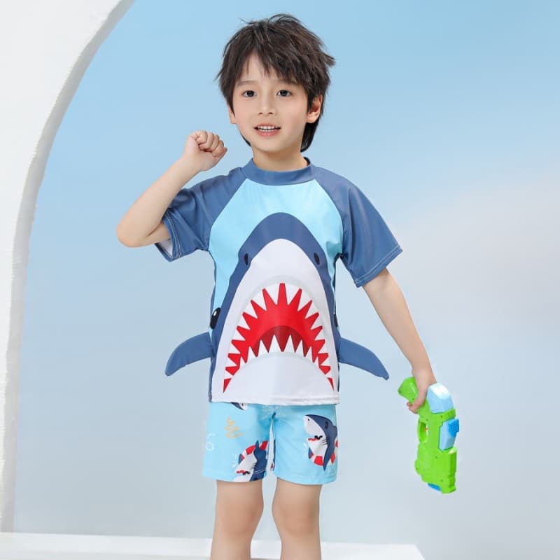 Children's split swimsuit, boy's short-sleeved sun protection swimming suit, baby wetsuit, surf suit, UPF sports style 9