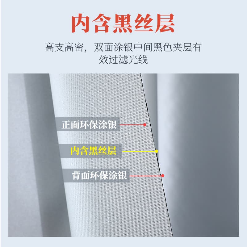 Full blackout curtains, sunshade cloth, light-blocking bedroom, hook-type Velcro, heat insulation, sun protection, simple hole-free installation 3