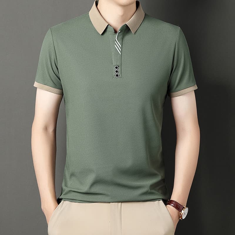 A new drop-shipping original men's short-sleeved Polo shirt, high-end business casual, no-iron elastic summer shirt 3