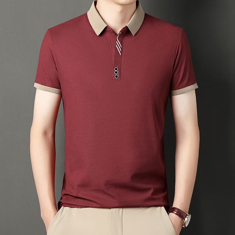 A new drop-shipping original men's short-sleeved Polo shirt, high-end business casual, no-iron elastic summer shirt 4