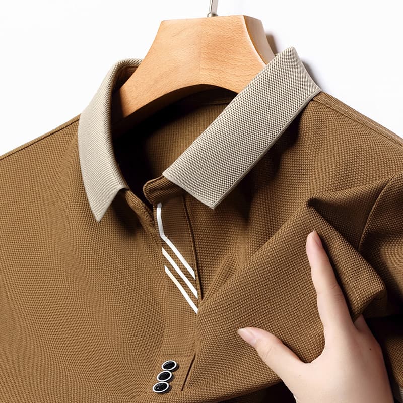 A new drop-shipping original men's short-sleeved Polo shirt, high-end business casual, no-iron elastic summer shirt 8