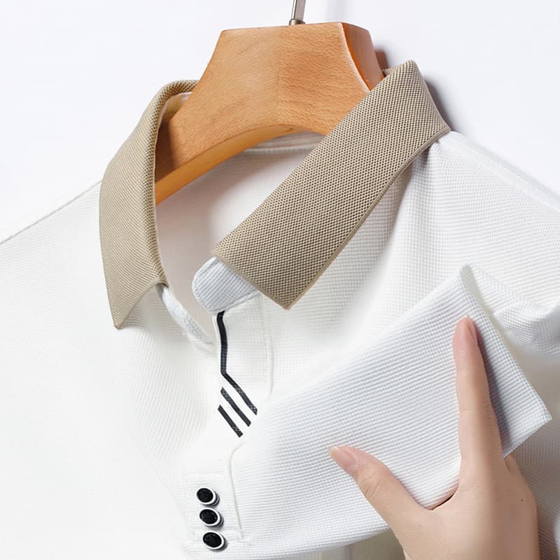 A new drop-shipping original men's short-sleeved Polo shirt, high-end business casual, no-iron elastic summer shirt 9