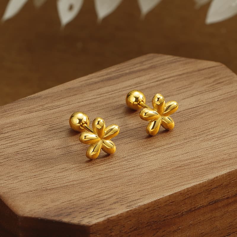 New mini flower screw anti-lost earrings niche design high-end ear bone earrings titanium steel compact earrings 3