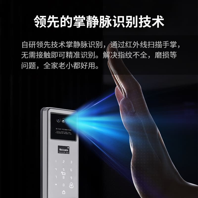 Supports multi-language graffiti fingerprint lock video call smart lock 3D face recognition anti-theft door lock fingerprint solution 3
