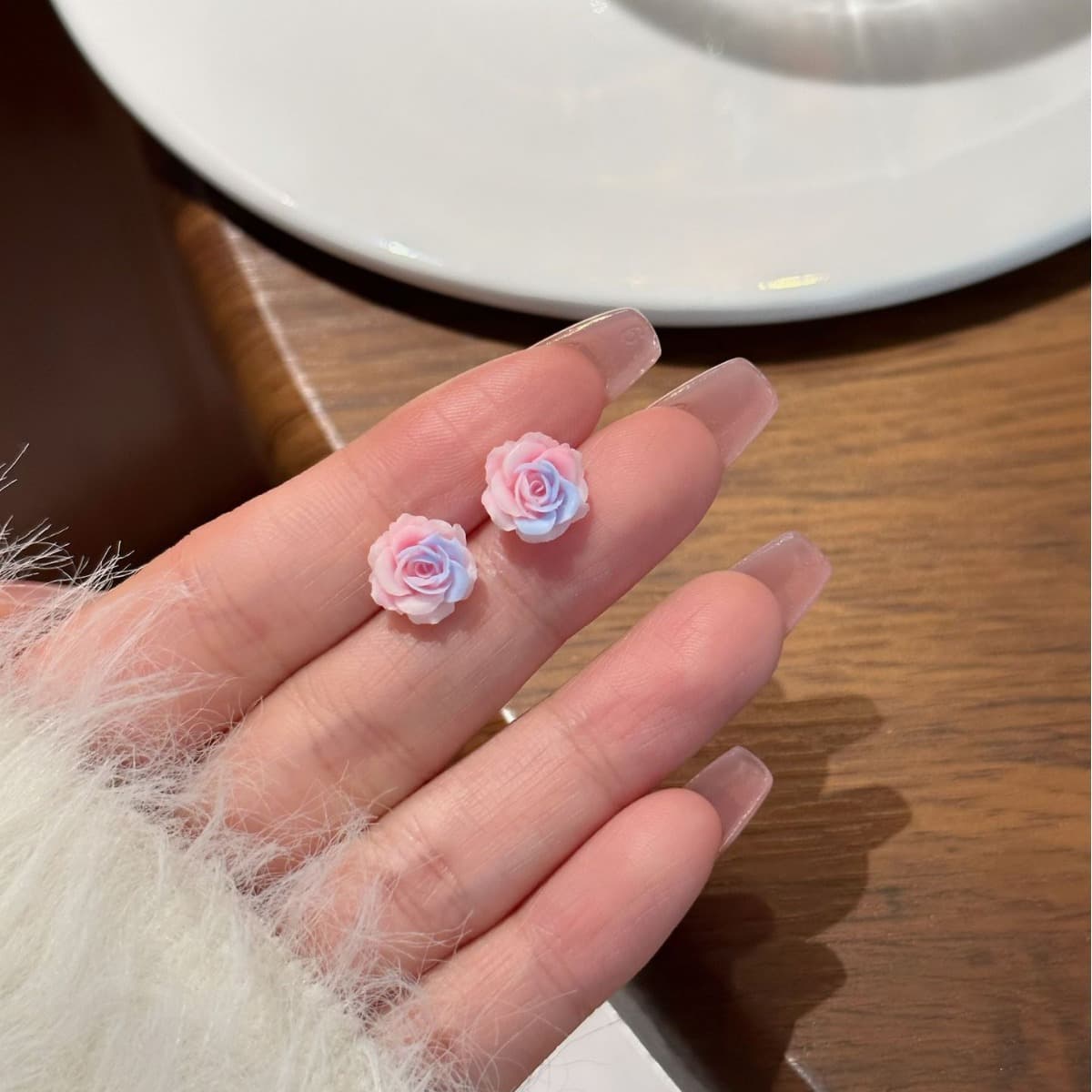 Pink Silver Needle Simple Niche Super Exquisite Flower Earrings 2024 New Trendy Girls Student Earrings Set Fresh 6
