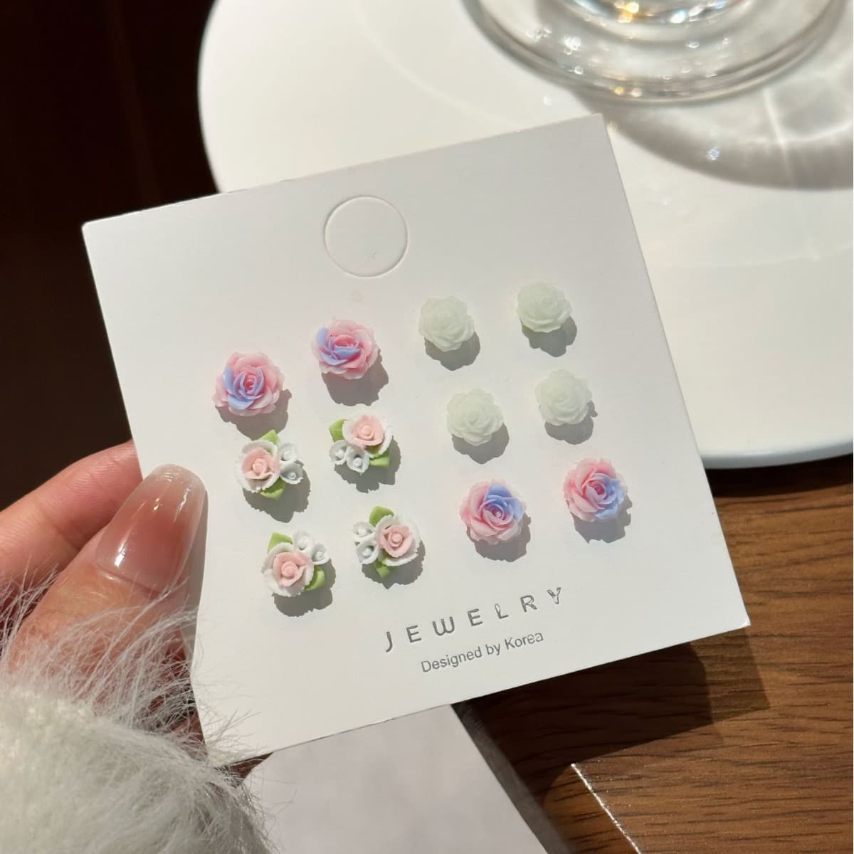 Pink Silver Needle Simple Niche Super Exquisite Flower Earrings 2024 New Trendy Girls Student Earrings Set Fresh 7