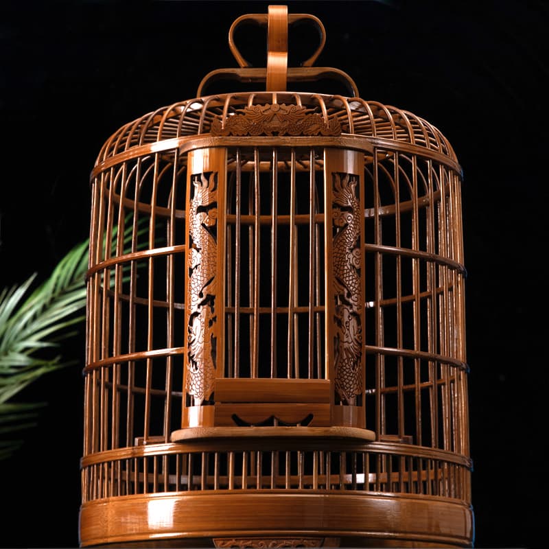 Ocean Birdcage, Old Bamboo Thrush Birdcage, Full Set of Fine Myna Birdcage, Bamboo Large Handmade Hollow Carved Birdcage 5