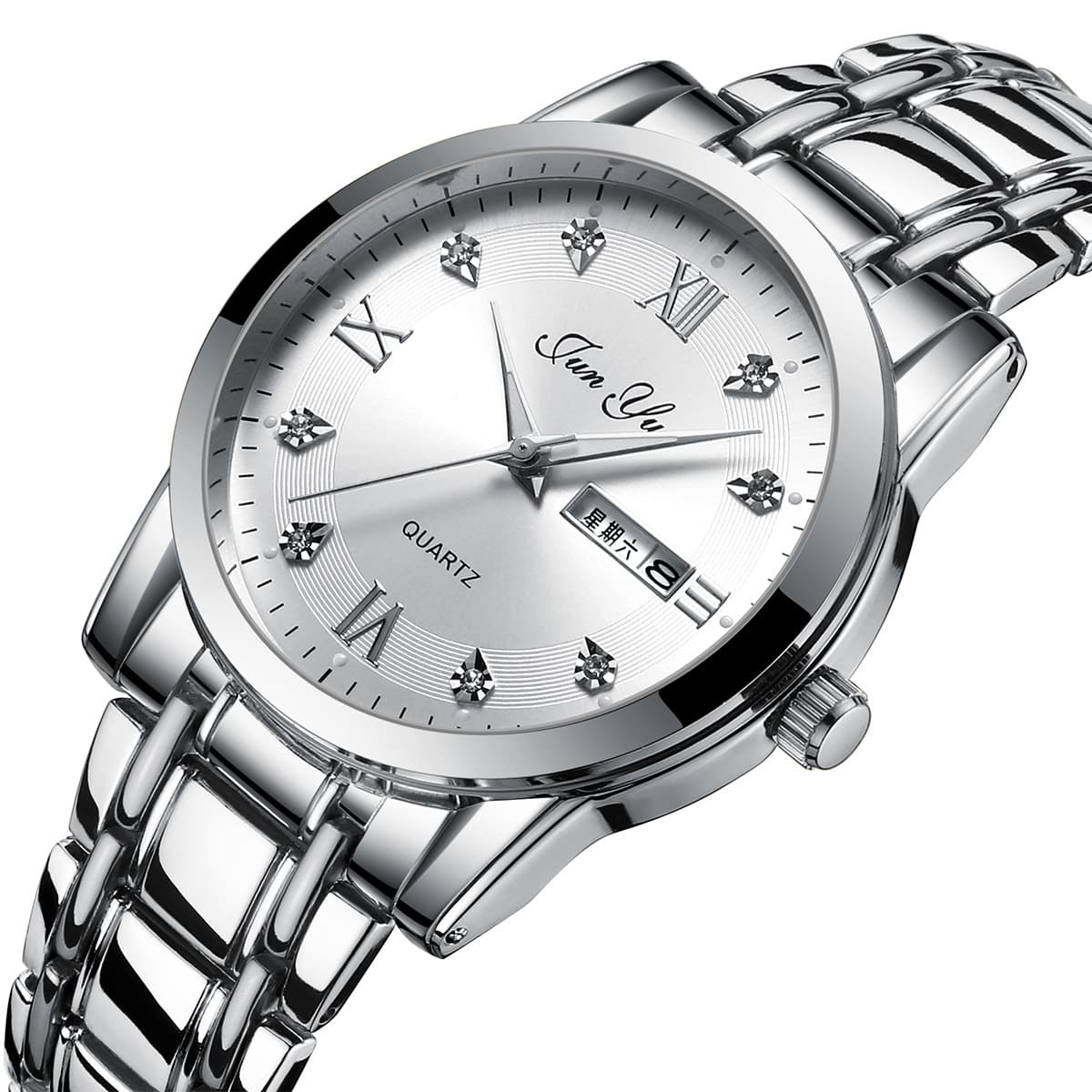 Men's watch fully automatic non-mechanical quartz watch dual calendar middle-aged and elderly business luminous waterproof steel belt 5