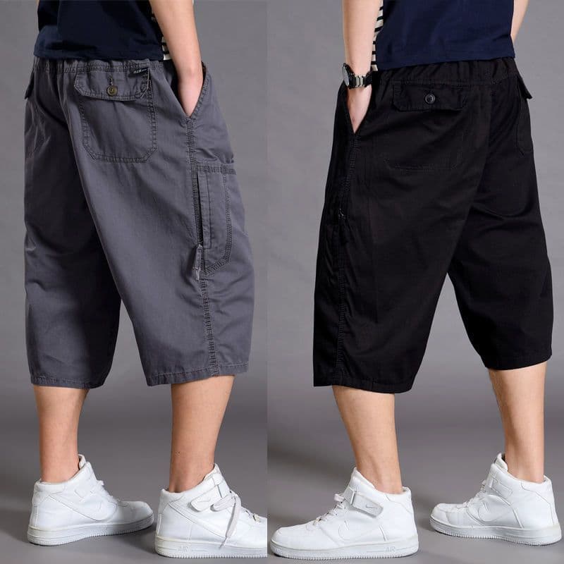 Summer sports three-quarter pants for men, loose shorts, large size wide-leg pants for fat men, casual thin section, seven-cent workwear mid-pants 1