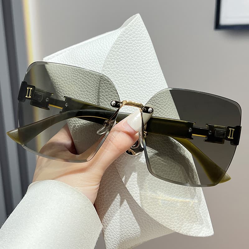 26 new internet celebrity frameless anti-UV trendy sunshade temperament large frame versatile sunglasses sunglasses women's glasses 5
