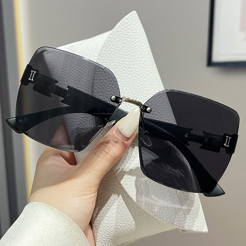 26 new internet celebrity frameless anti-UV trendy sunshade temperament large frame versatile sunglasses sunglasses women's glasses 8