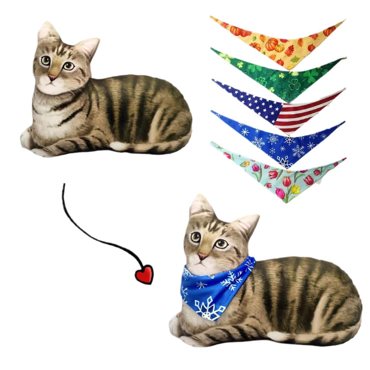 Cross-border new product features three-dimensional cat pillow, replaceable seasonal scarf, sofa pillow, holiday decoration 6