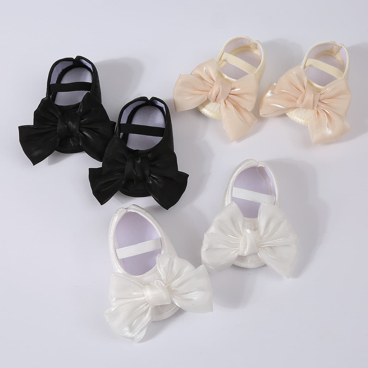 Baby shoes mesh solid color shoes + headband toddler shoes soft bottom bow dot glue anti-slip spring and autumn new style 3