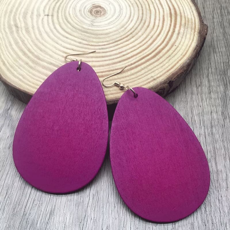 Cross-border European and American hot style wooden water drop earrings geometric lightweight long simple fashion earrings for women wholesale 2