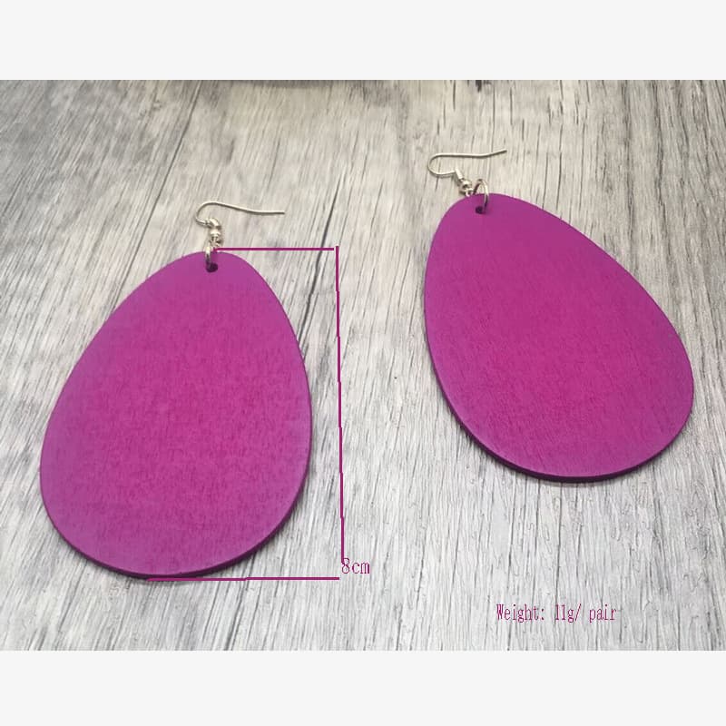 Cross-border European and American hot style wooden water drop earrings geometric lightweight long simple fashion earrings for women wholesale 3