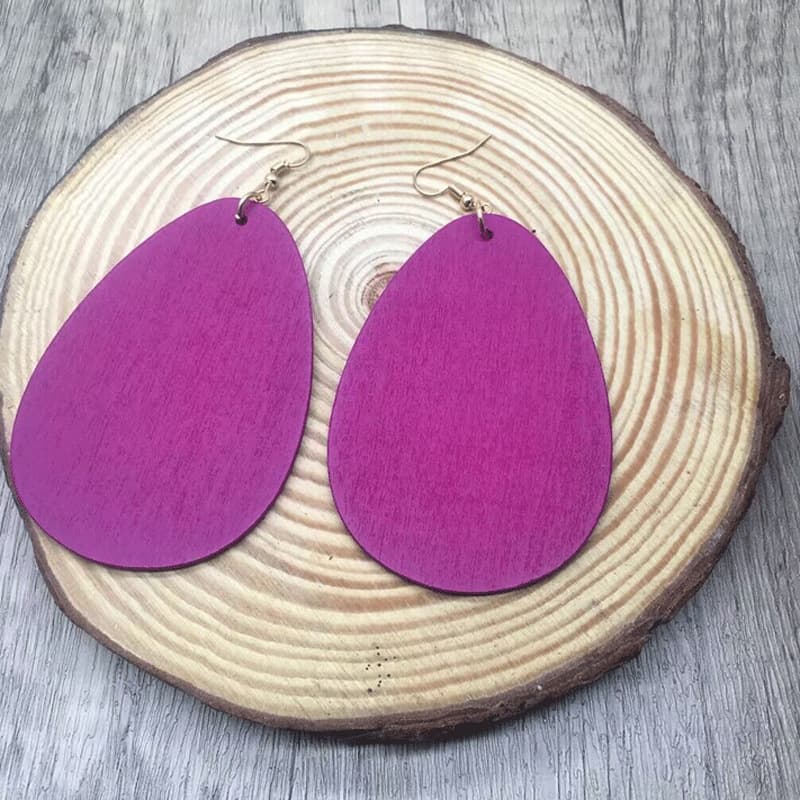 Cross-border European and American hot style wooden water drop earrings geometric lightweight long simple fashion earrings for women wholesale 4