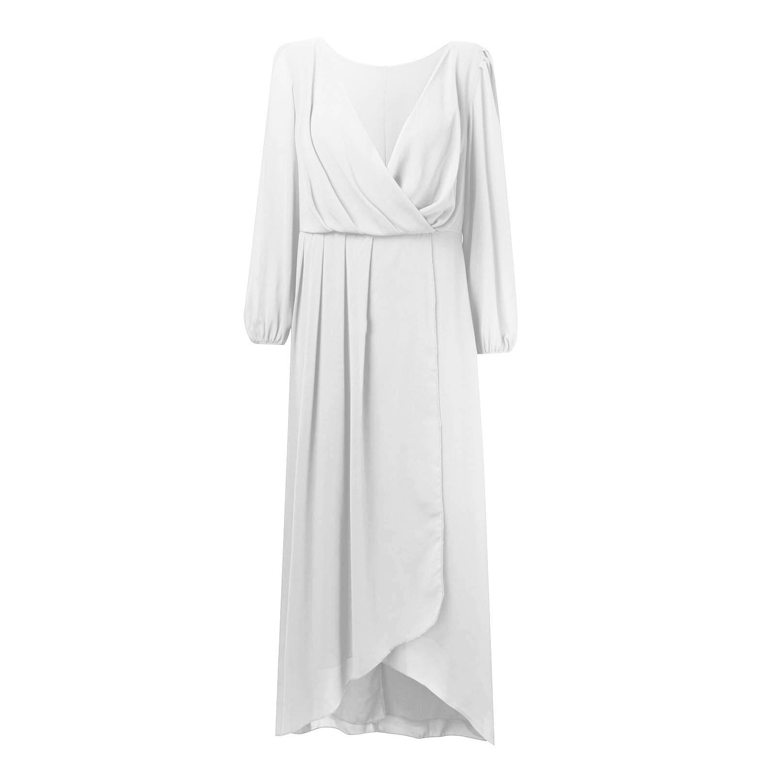 Amazon 2024 new cross-border V long-sleeved dress loose slim bridesmaid coat daily party evening dress 6