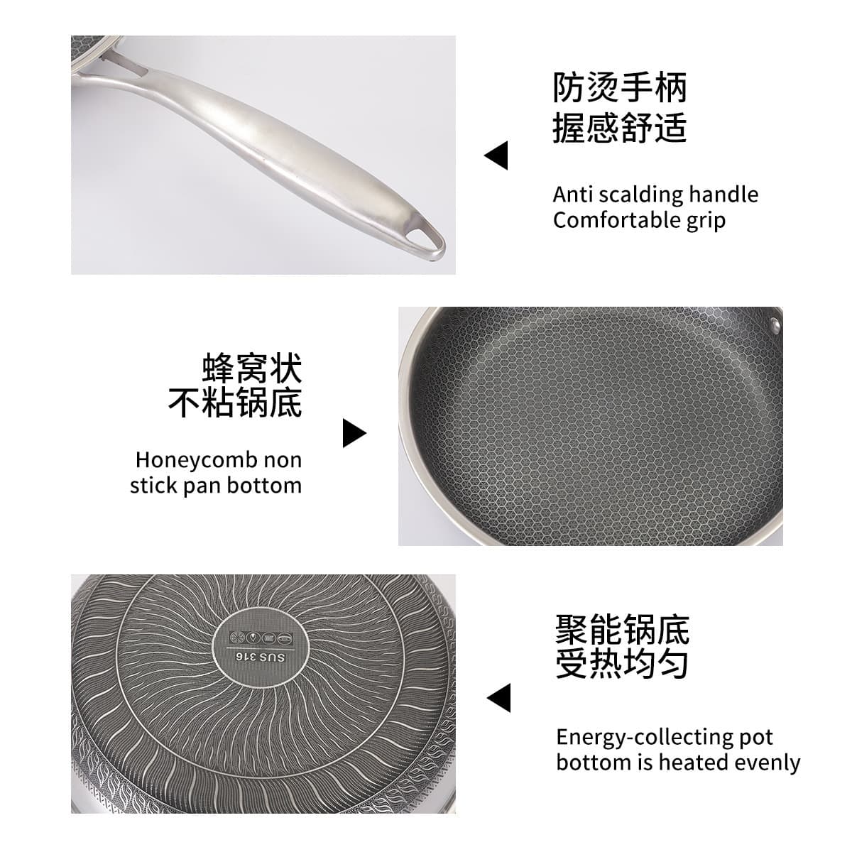 Three-layer steel pot set stainless steel non-stick cookware gift cross-border export kitchen supplies pan composite 5