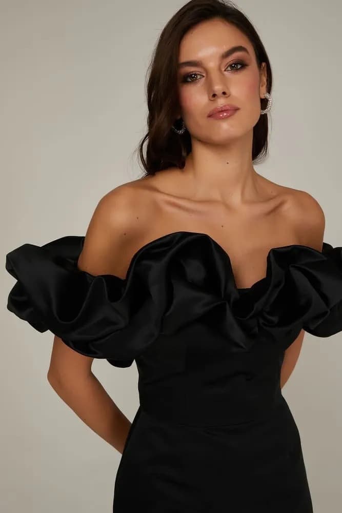 Factory direct sales European and American dress 2026 summer celebrity female ruffled sexy slanted shoulder high-end temperament dress skirt 6