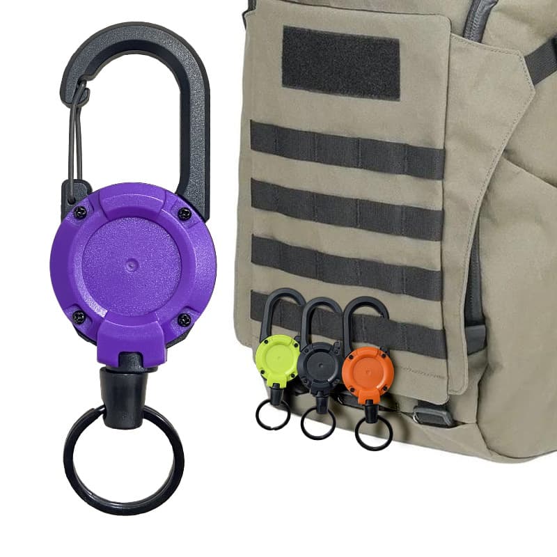 Backpack tactical U-shaped easy-pull keychain retractable simple black outdoor portable steel wire four-color spring buckle 4