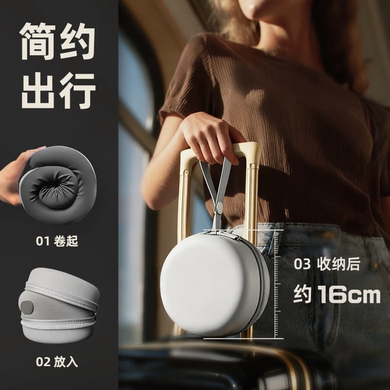 U-shaped pillow neck protector hooded travel portable aircraft neck protector memory foam travel pillow can be stored and folded U-shaped cross-border 4