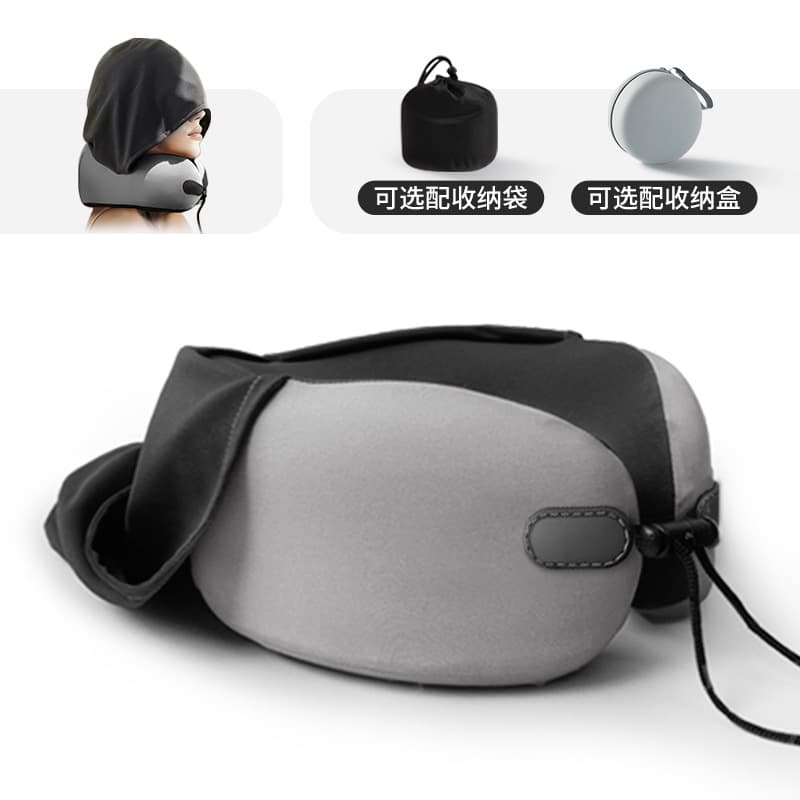 U-shaped pillow neck protector hooded travel portable aircraft neck protector memory foam travel pillow can be stored and folded U-shaped cross-border 7
