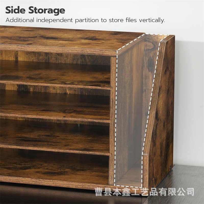 Wooden Mail Rack Envelope Bill Organizer Desk Ornaments File Sorter Adjustable Solid Wood Document Rack 5