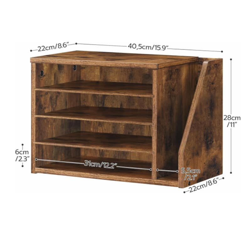 Wooden Mail Rack Envelope Bill Organizer Desk Ornaments File Sorter Adjustable Solid Wood Document Rack 7