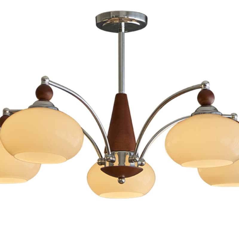 Bauhaus cream style medieval living room chandelier designer solid wood creative persimmon glass dining room bedroom chandelier 6