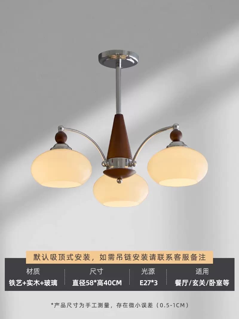 Bauhaus cream style medieval living room chandelier designer solid wood creative persimmon glass dining room bedroom chandelier 8