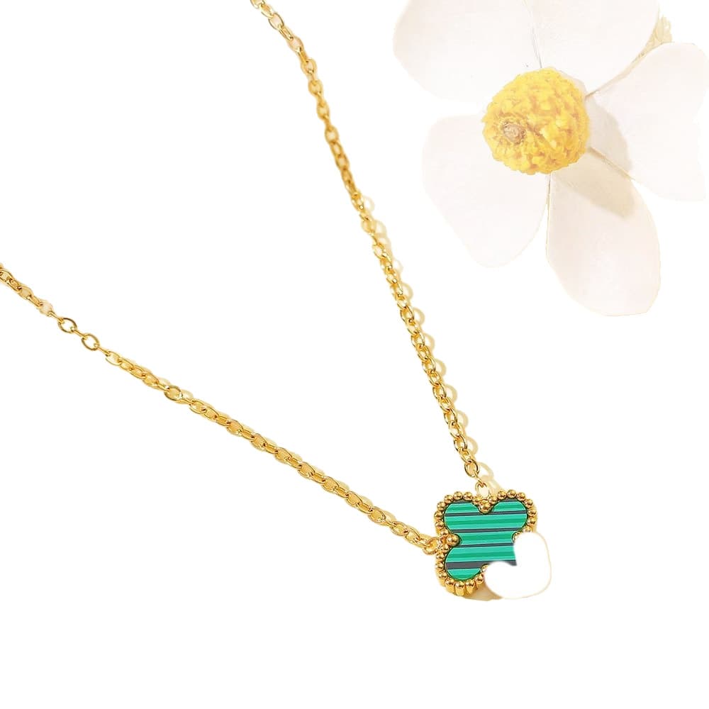 Lucky necklace for girls double-sided 13MM four-leaf clover necklace titanium steel 18K gold simple pendant light luxury Internet celebrity collarbone 6