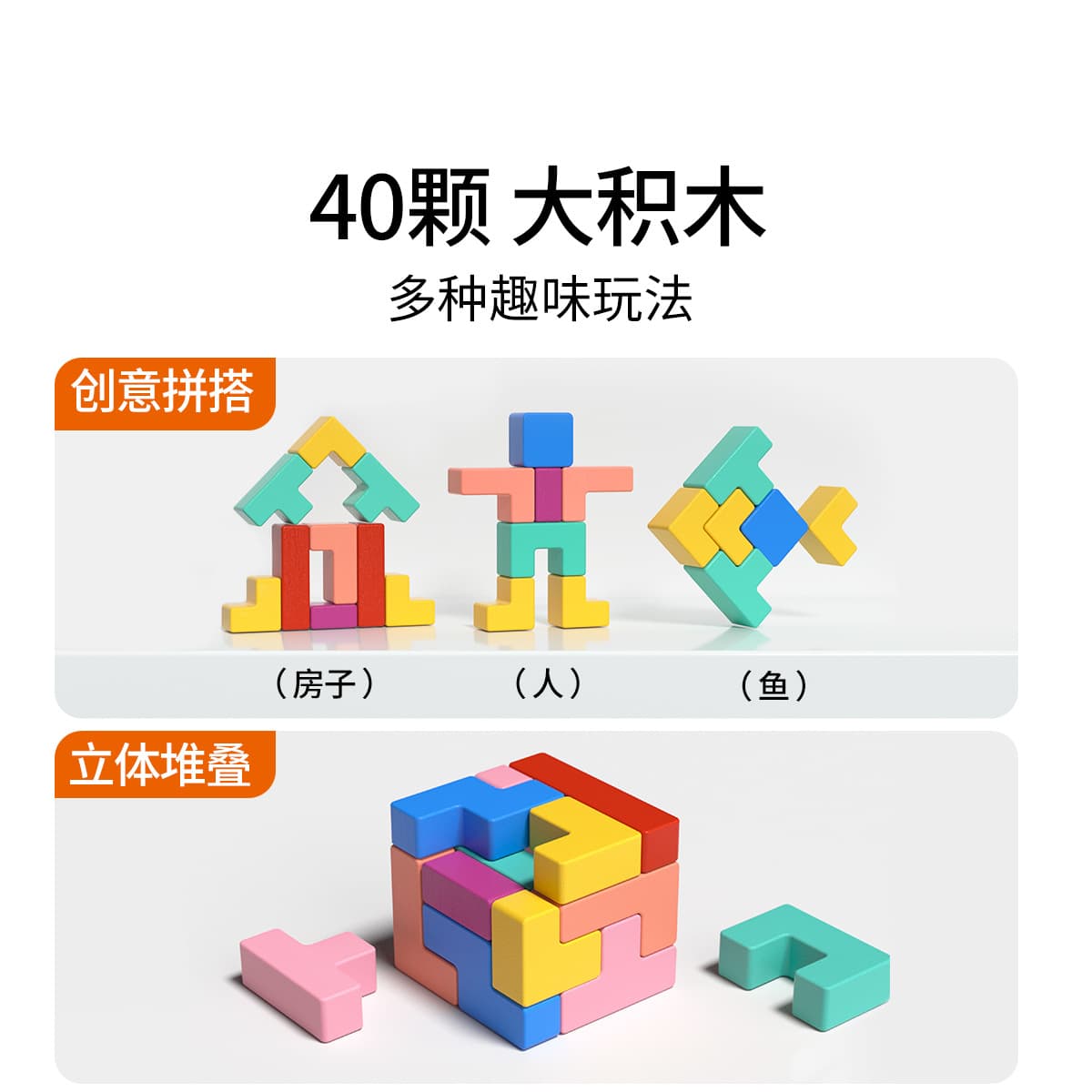 Tetris building block puzzle 3-6 years old children's educational toys 0-3 boys and girls wooden particle assembly 4