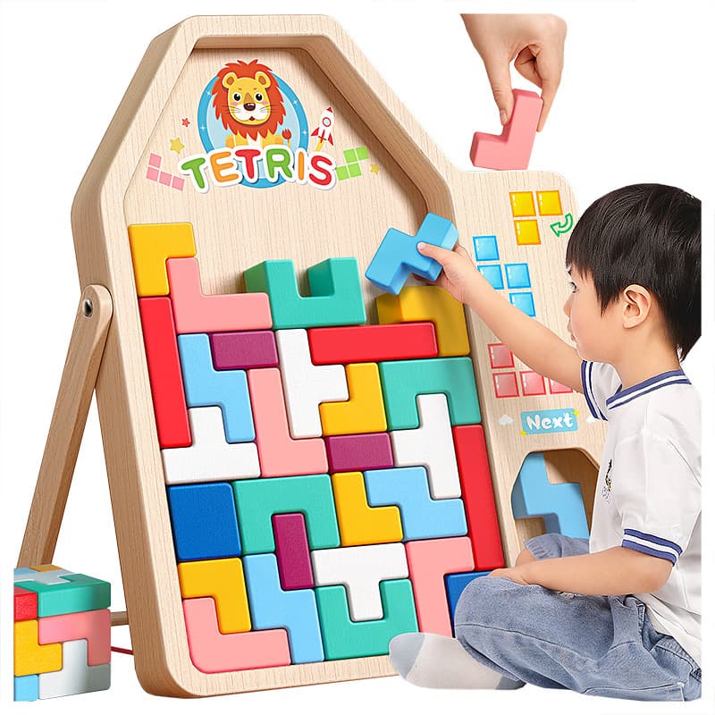 Tetris building block puzzle 3-6 years old children's educational toys 0-3 boys and girls wooden particle assembly 6
