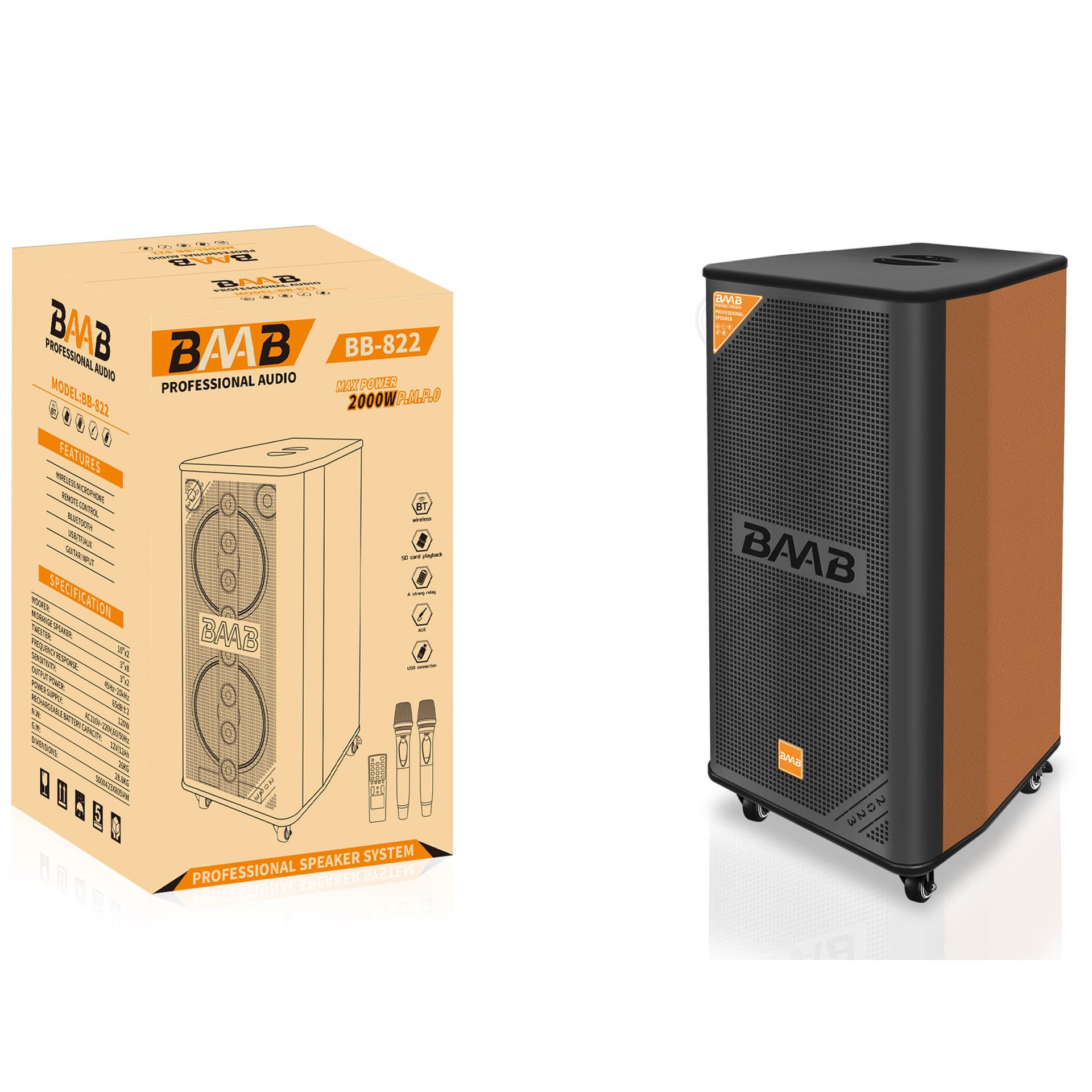NDR audio Bluetooth wireless Karaoke speaker microphone 2*10 live broadcast portable outdoor square dance 1